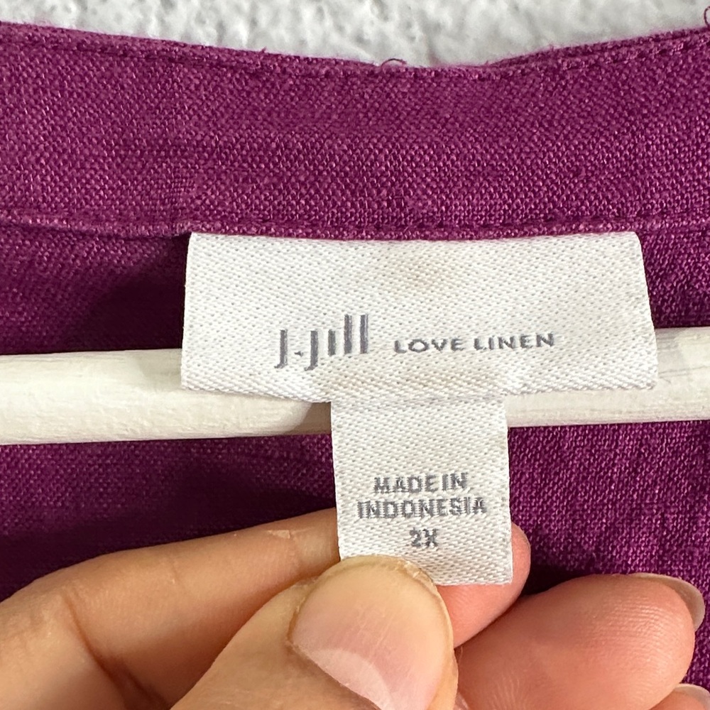 J Jill linen Purple Sleeveless Button-Down maxi Dress 2x travel casual outing - Picture 5 of 9